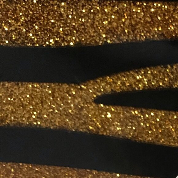 Lulu NYC NEW Zebra Acrylic Box Clutch Glitter Crossbody Shoulder Bag Gold Black - Picture 10 of 16